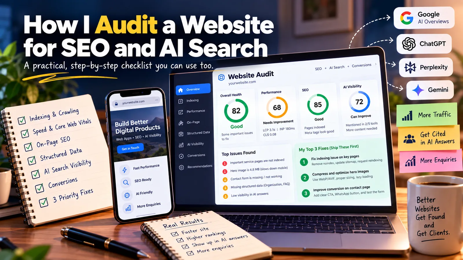 What I Check in a Free Website Audit (and the 3 Fixes That Matter Most)